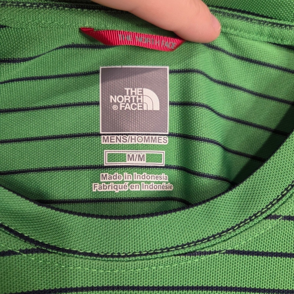 The North Face Mens Medium Green Striped Short Sleeve Graphic T-Shirt Micro Mesh - Picture 4 of 7